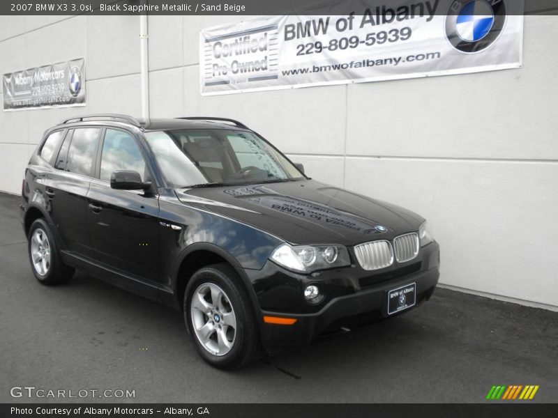 Black Sapphire Metallic / Sand Beige 2007 BMW X3 3.0si