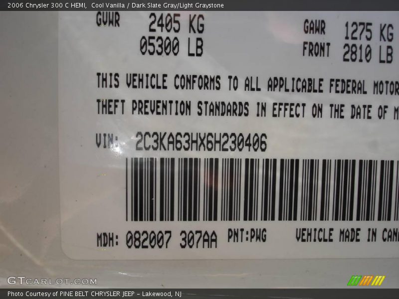 Cool Vanilla / Dark Slate Gray/Light Graystone 2006 Chrysler 300 C HEMI