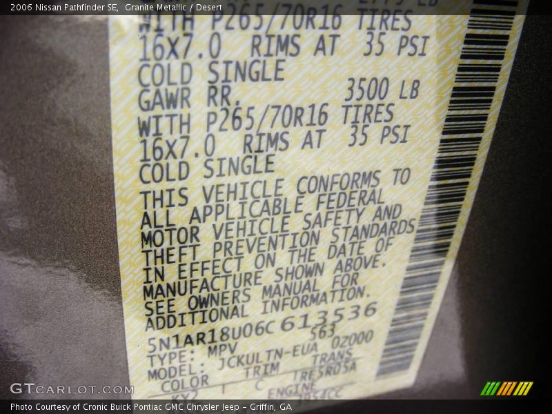 Granite Metallic / Desert 2006 Nissan Pathfinder SE