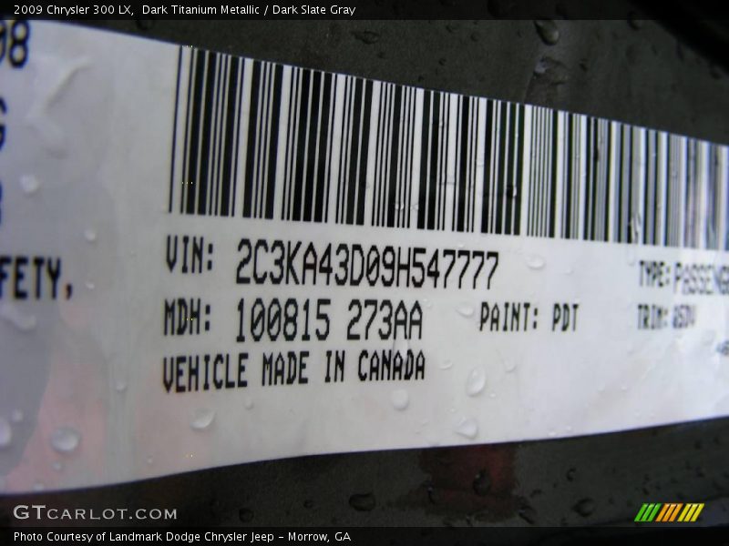 Dark Titanium Metallic / Dark Slate Gray 2009 Chrysler 300 LX
