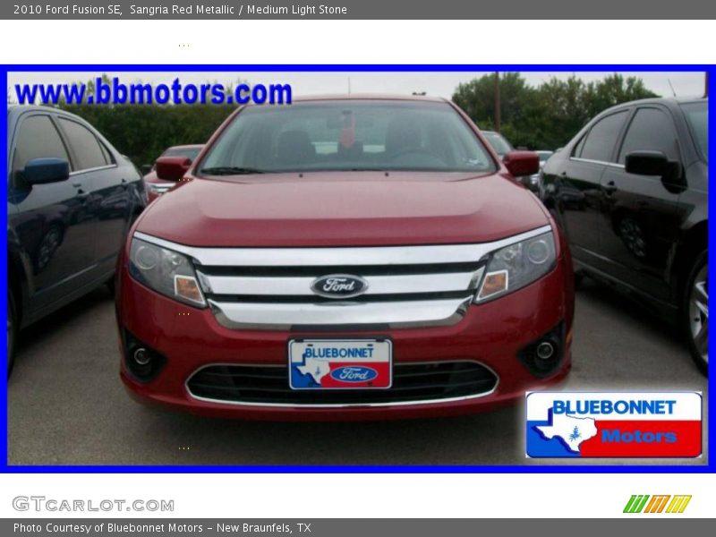 Sangria Red Metallic / Medium Light Stone 2010 Ford Fusion SE