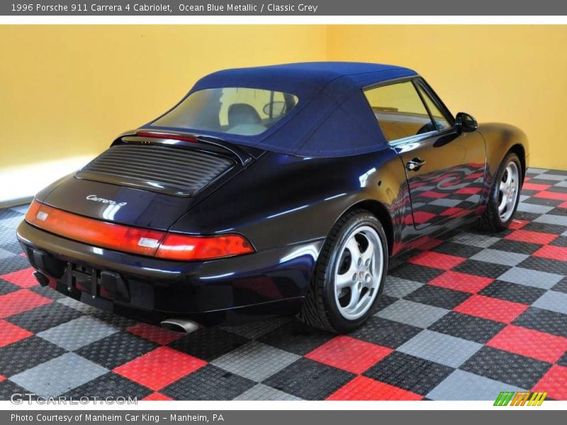 Ocean Blue Metallic / Classic Grey 1996 Porsche 911 Carrera 4 Cabriolet