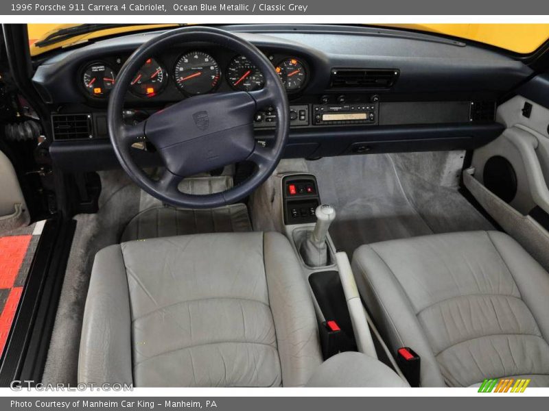 Ocean Blue Metallic / Classic Grey 1996 Porsche 911 Carrera 4 Cabriolet