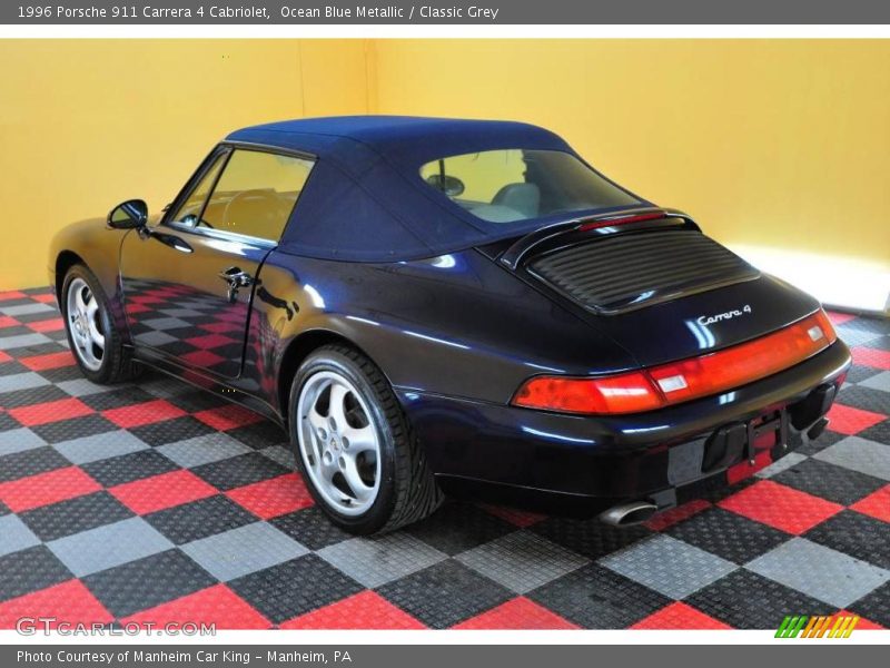 Ocean Blue Metallic / Classic Grey 1996 Porsche 911 Carrera 4 Cabriolet