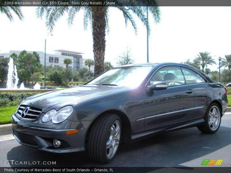 Steel Grey Metallic / Stone 2009 Mercedes-Benz CLK 550 Coupe