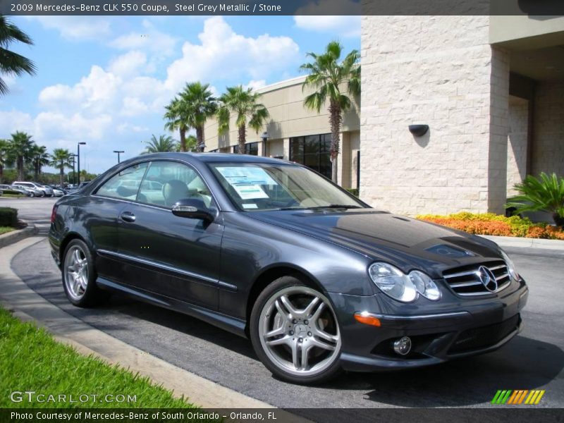 Steel Grey Metallic / Stone 2009 Mercedes-Benz CLK 550 Coupe