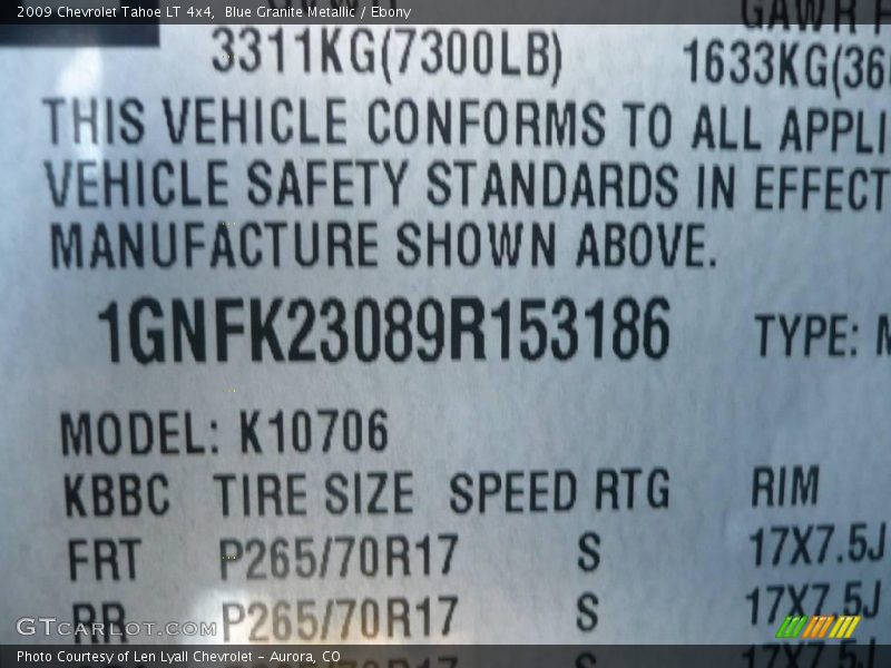 Blue Granite Metallic / Ebony 2009 Chevrolet Tahoe LT 4x4