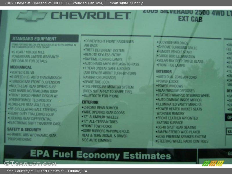 Summit White / Ebony 2009 Chevrolet Silverado 2500HD LTZ Extended Cab 4x4