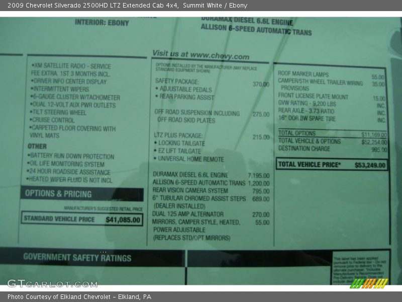 Summit White / Ebony 2009 Chevrolet Silverado 2500HD LTZ Extended Cab 4x4