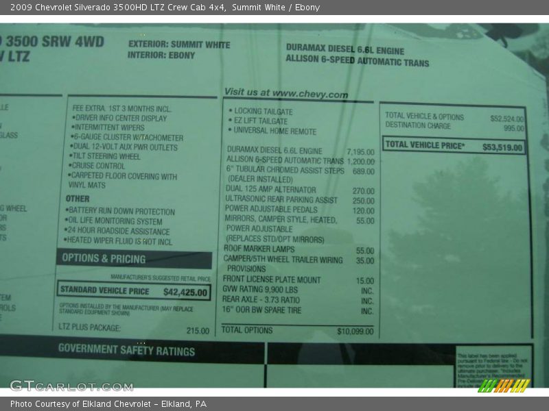 Summit White / Ebony 2009 Chevrolet Silverado 3500HD LTZ Crew Cab 4x4