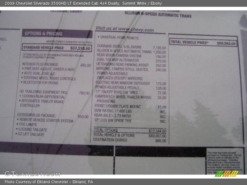 Summit White / Ebony 2009 Chevrolet Silverado 3500HD LT Extended Cab 4x4 Dually
