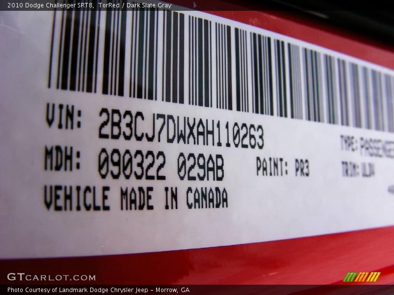 TorRed / Dark Slate Gray 2010 Dodge Challenger SRT8