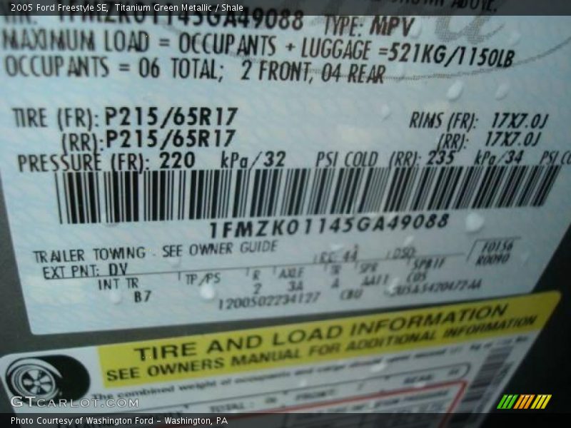 Titanium Green Metallic / Shale 2005 Ford Freestyle SE