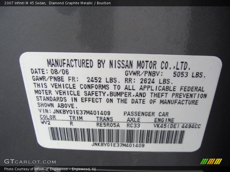 Diamond Graphite Metallic / Bourbon 2007 Infiniti M 45 Sedan