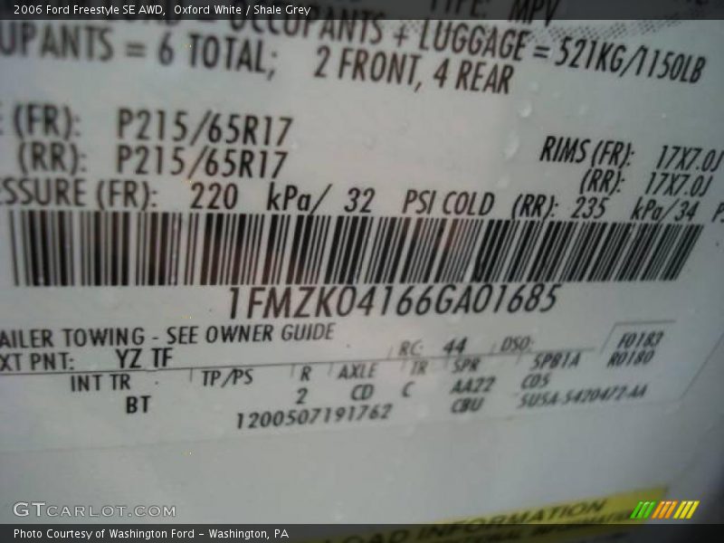 Oxford White / Shale Grey 2006 Ford Freestyle SE AWD
