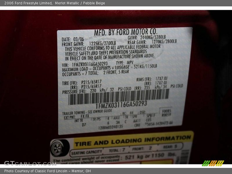 Merlot Metallic / Pebble Beige 2006 Ford Freestyle Limited