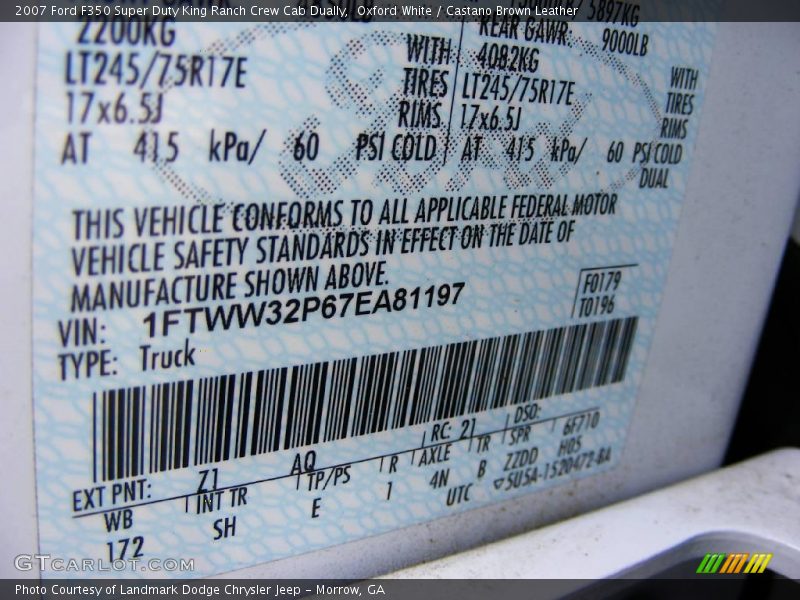 Oxford White / Castano Brown Leather 2007 Ford F350 Super Duty King Ranch Crew Cab Dually