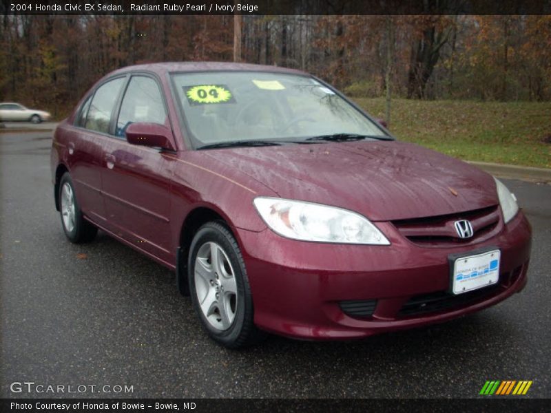 Radiant Ruby Pearl / Ivory Beige 2004 Honda Civic EX Sedan