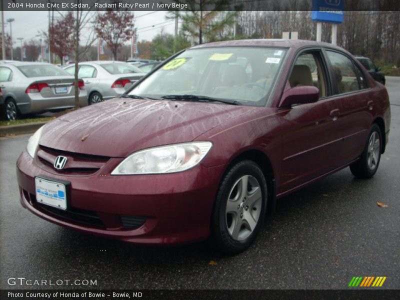 Radiant Ruby Pearl / Ivory Beige 2004 Honda Civic EX Sedan