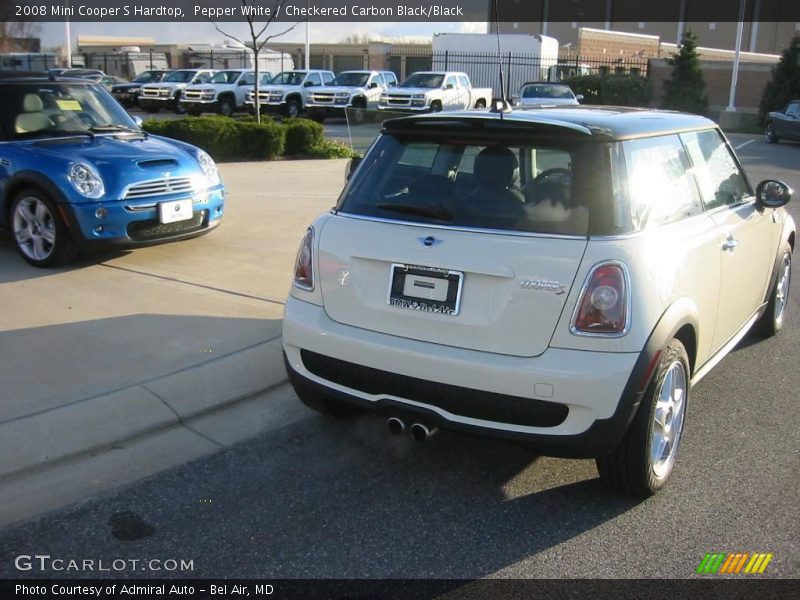 Pepper White / Checkered Carbon Black/Black 2008 Mini Cooper S Hardtop