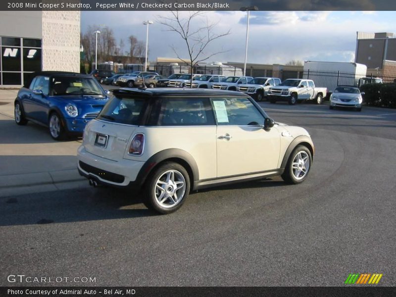 Pepper White / Checkered Carbon Black/Black 2008 Mini Cooper S Hardtop
