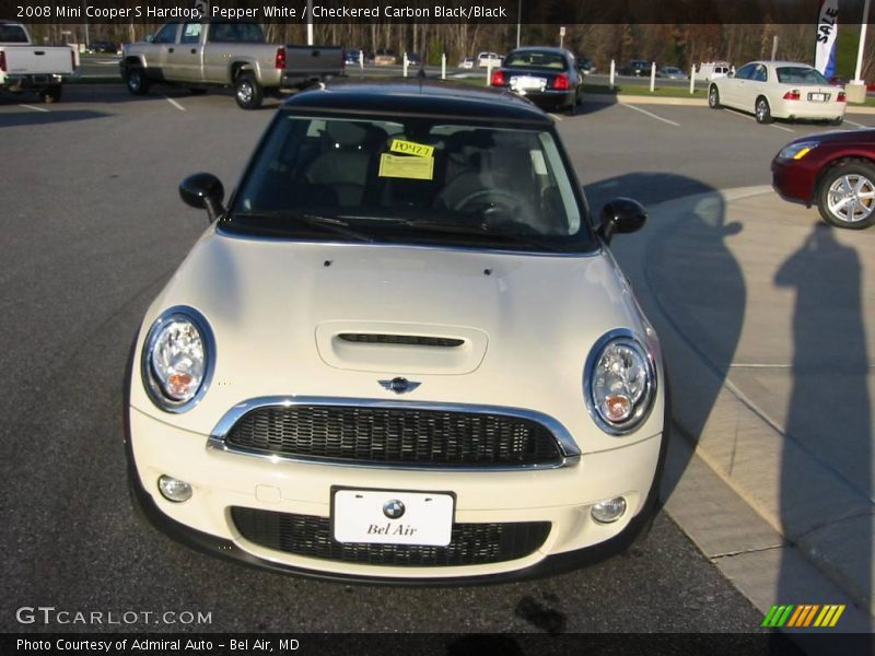 Pepper White / Checkered Carbon Black/Black 2008 Mini Cooper S Hardtop