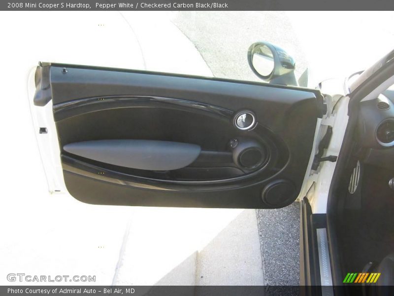 Pepper White / Checkered Carbon Black/Black 2008 Mini Cooper S Hardtop