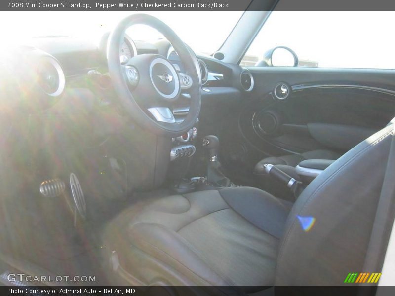Pepper White / Checkered Carbon Black/Black 2008 Mini Cooper S Hardtop