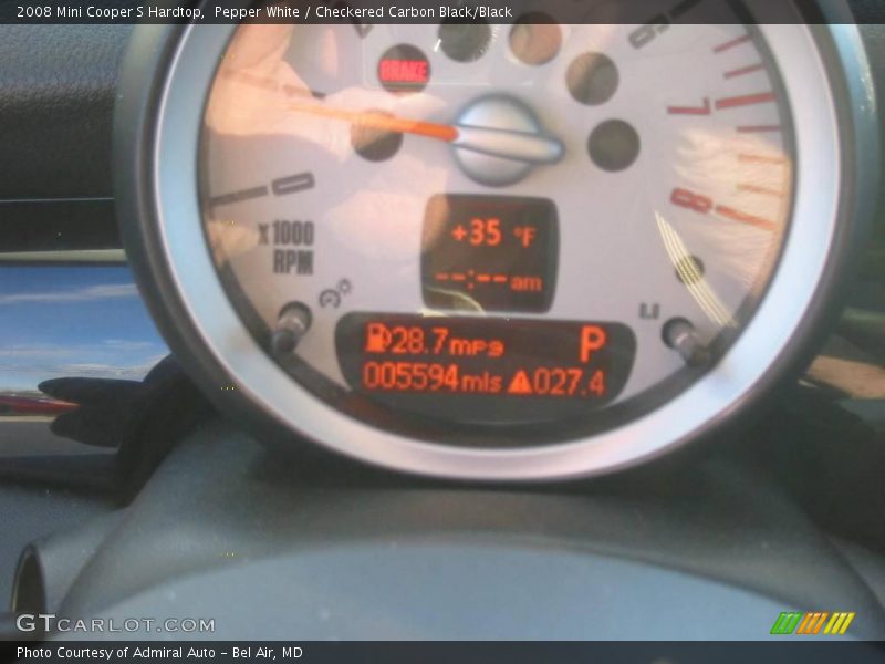 Pepper White / Checkered Carbon Black/Black 2008 Mini Cooper S Hardtop