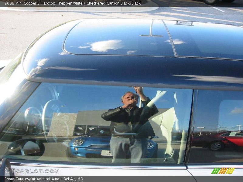 Pepper White / Checkered Carbon Black/Black 2008 Mini Cooper S Hardtop