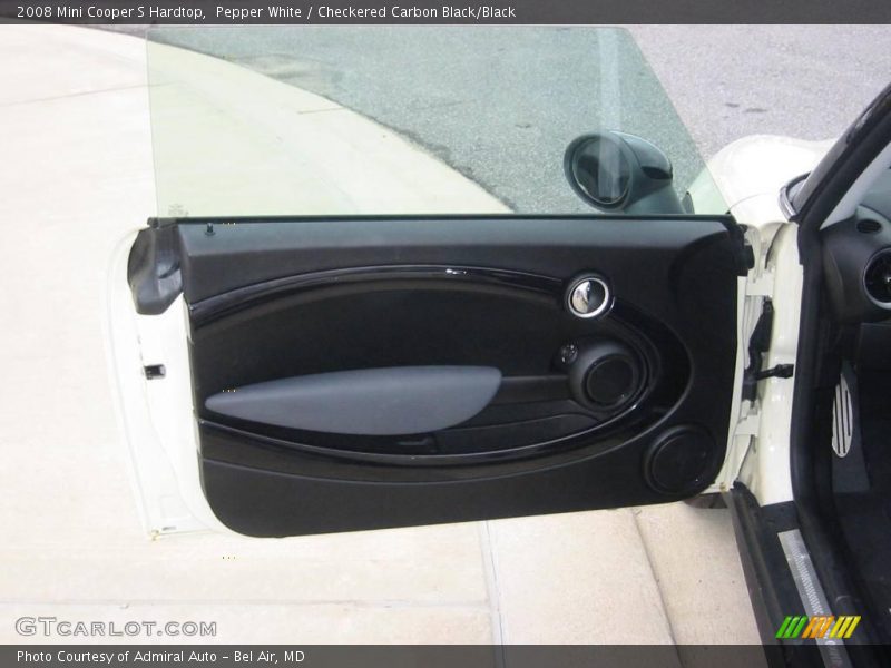 Pepper White / Checkered Carbon Black/Black 2008 Mini Cooper S Hardtop