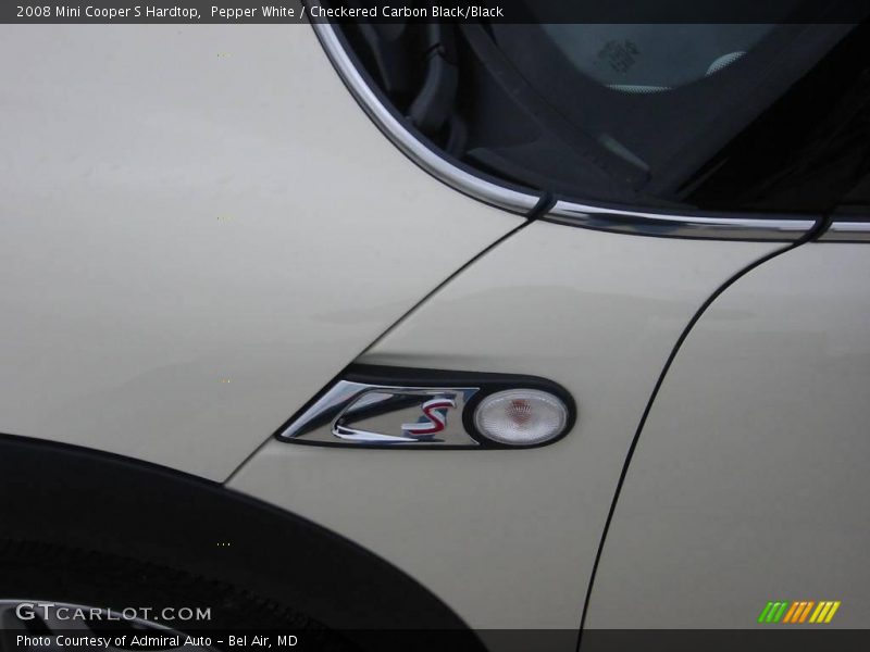 Pepper White / Checkered Carbon Black/Black 2008 Mini Cooper S Hardtop