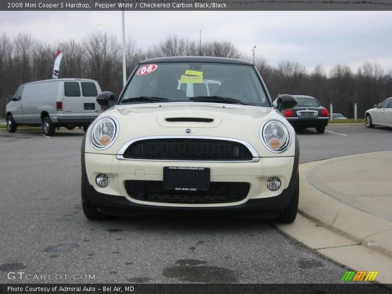 Pepper White / Checkered Carbon Black/Black 2008 Mini Cooper S Hardtop