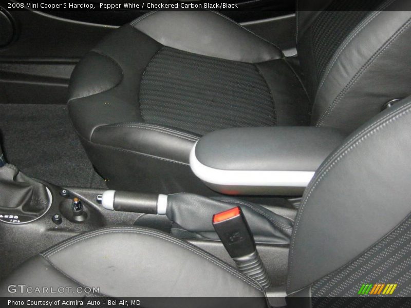Pepper White / Checkered Carbon Black/Black 2008 Mini Cooper S Hardtop