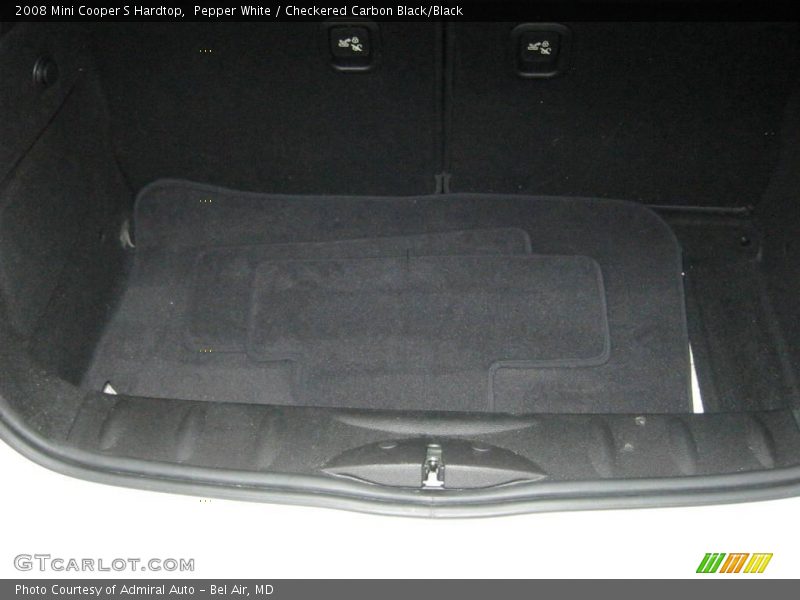 Pepper White / Checkered Carbon Black/Black 2008 Mini Cooper S Hardtop