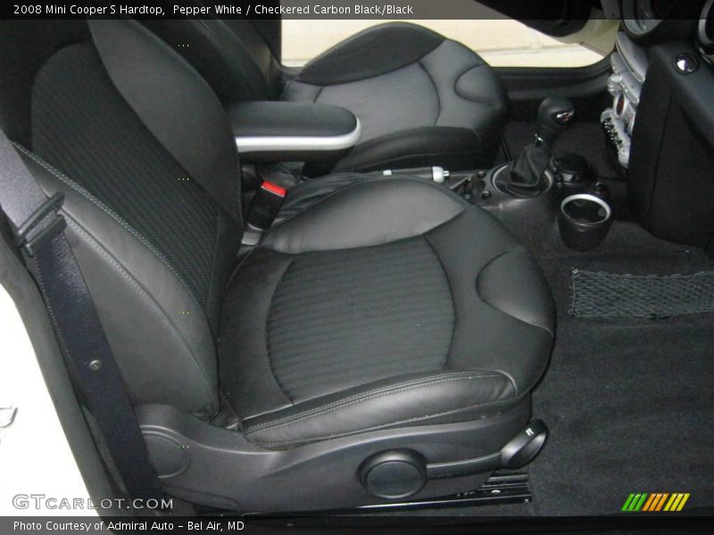 Pepper White / Checkered Carbon Black/Black 2008 Mini Cooper S Hardtop