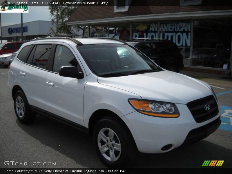 Powder White Pearl / Gray 2009 Hyundai Santa Fe GLS 4WD