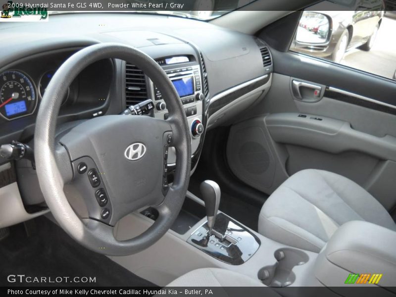 Powder White Pearl / Gray 2009 Hyundai Santa Fe GLS 4WD