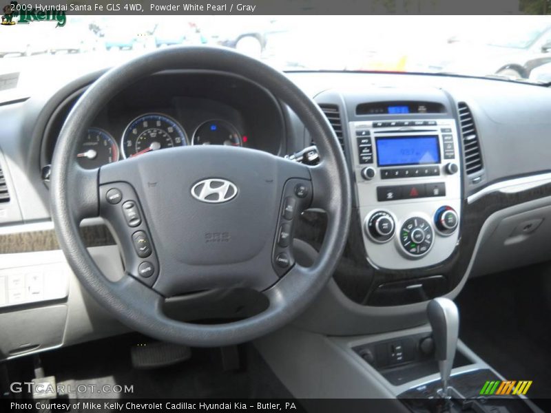 Powder White Pearl / Gray 2009 Hyundai Santa Fe GLS 4WD