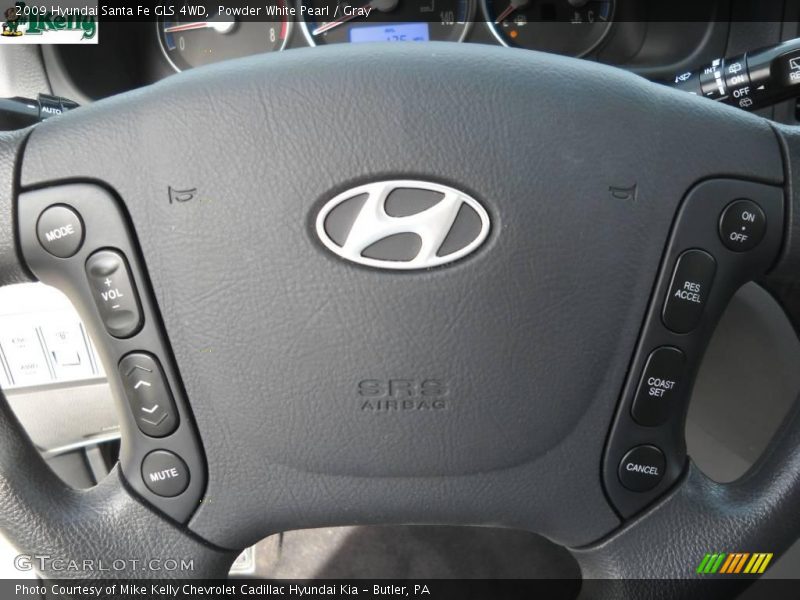 Powder White Pearl / Gray 2009 Hyundai Santa Fe GLS 4WD