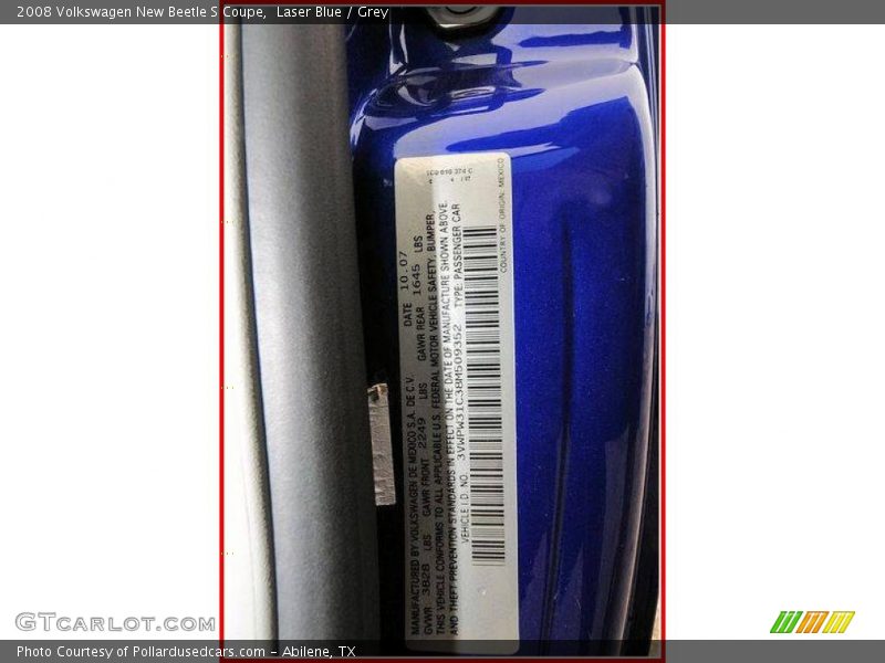 Laser Blue / Grey 2008 Volkswagen New Beetle S Coupe