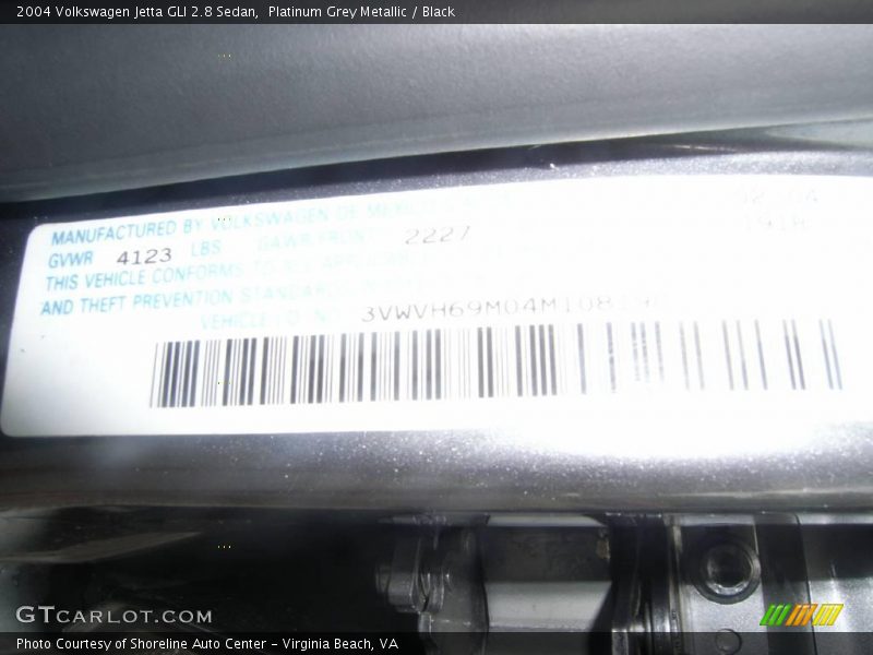 Platinum Grey Metallic / Black 2004 Volkswagen Jetta GLI 2.8 Sedan