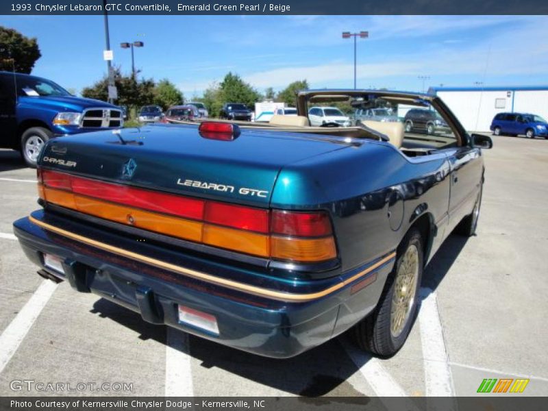 Emerald Green Pearl / Beige 1993 Chrysler Lebaron GTC Convertible