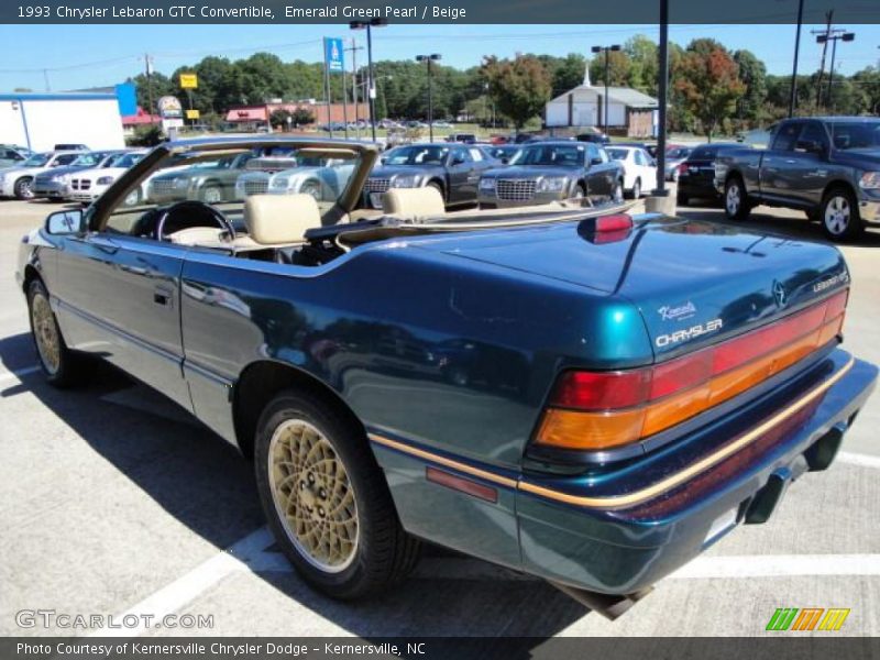 Emerald Green Pearl / Beige 1993 Chrysler Lebaron GTC Convertible