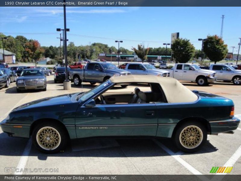 Emerald Green Pearl / Beige 1993 Chrysler Lebaron GTC Convertible