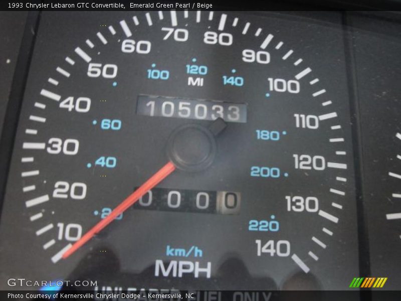 Emerald Green Pearl / Beige 1993 Chrysler Lebaron GTC Convertible