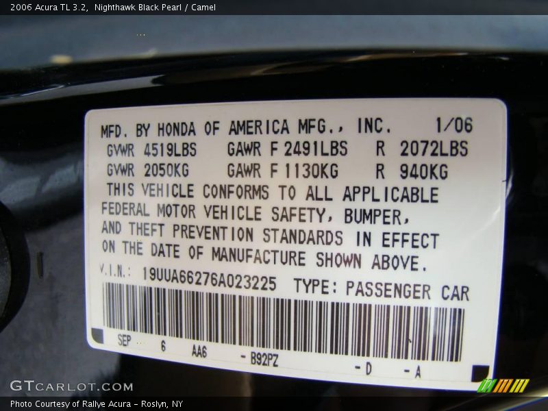 Nighthawk Black Pearl / Camel 2006 Acura TL 3.2