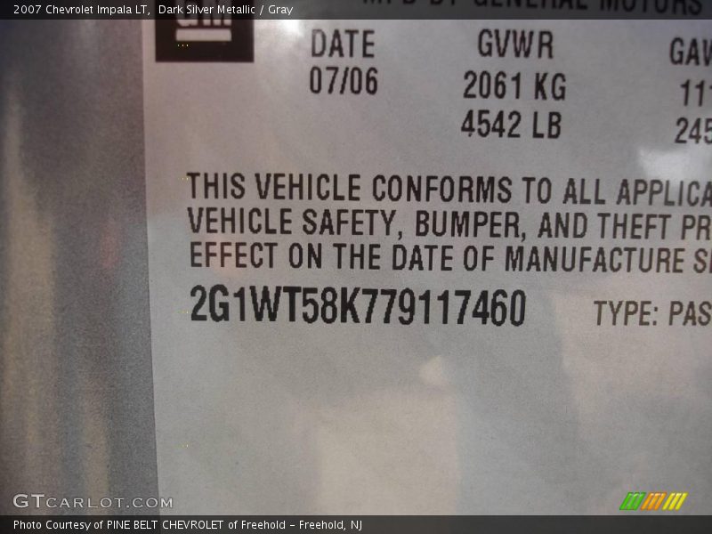 Dark Silver Metallic / Gray 2007 Chevrolet Impala LT