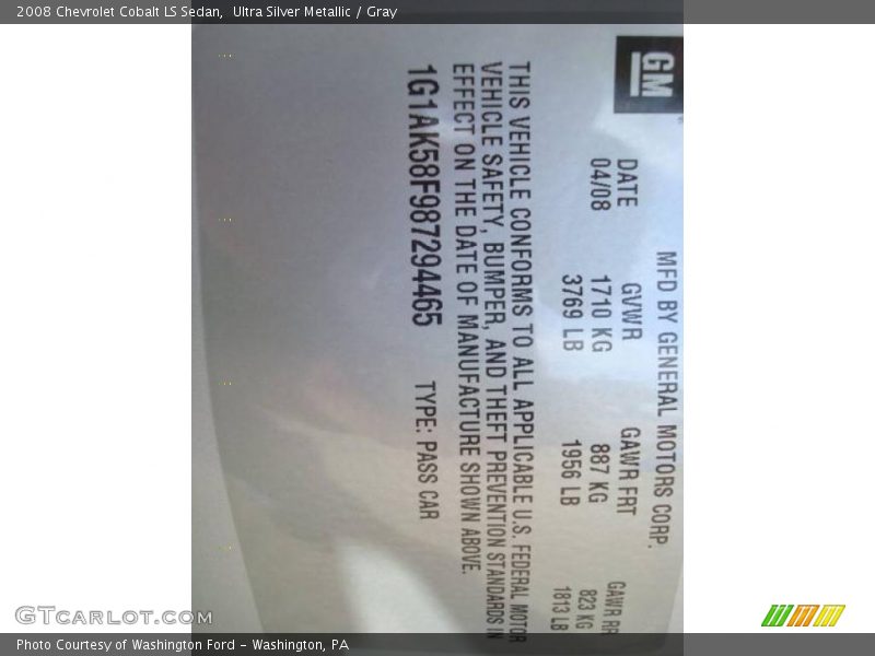 Ultra Silver Metallic / Gray 2008 Chevrolet Cobalt LS Sedan