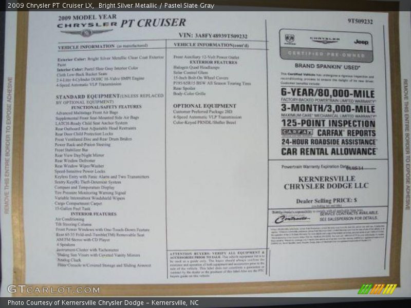 Bright Silver Metallic / Pastel Slate Gray 2009 Chrysler PT Cruiser LX